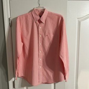 IZOD Men's Collared Pink And White Stripes Button Down Long Sleeve Shirt…